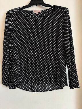 Philosophy Black and White Polka Dot Long-Sleeve Top